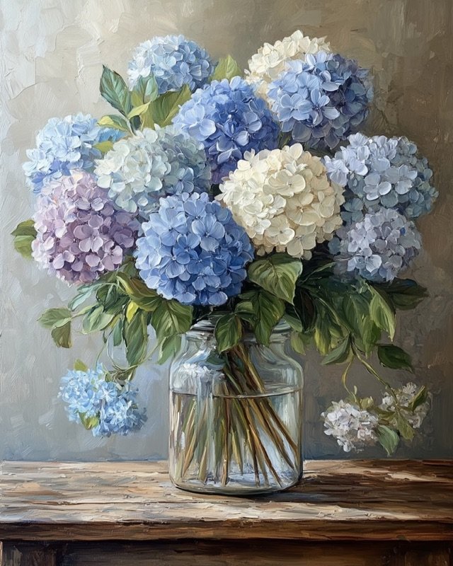 Hydrangeas botanical printable wall art