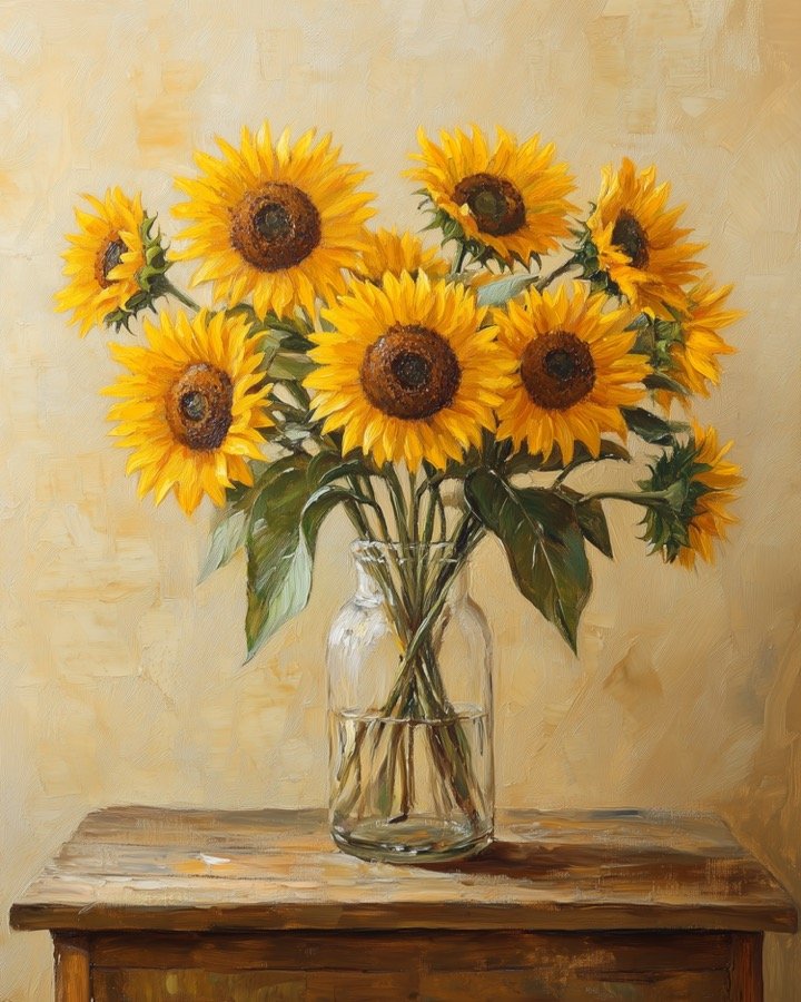 Soft floral sunflowers print — ideal for bedroom wall art
