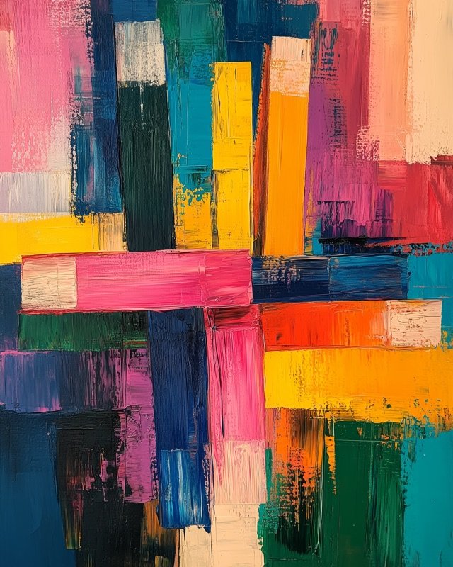 Top view flat lay of books pencils and ruler painted in an expressive oil style