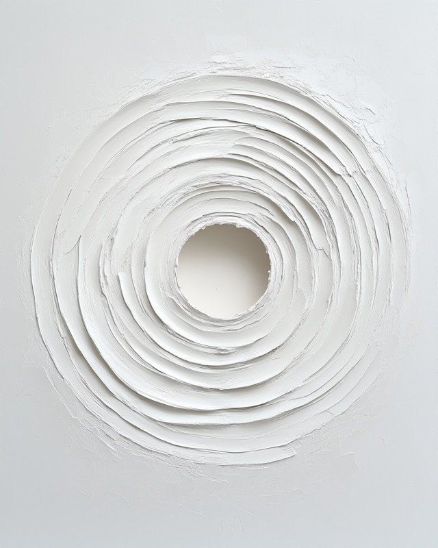 Abstract vinyl record groove rendered in a dissolving colour relief oil painting style
