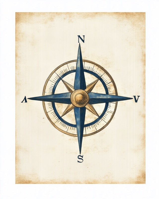 Oil painting of a classic explorer compass for a boys adventure-themed nursery wall