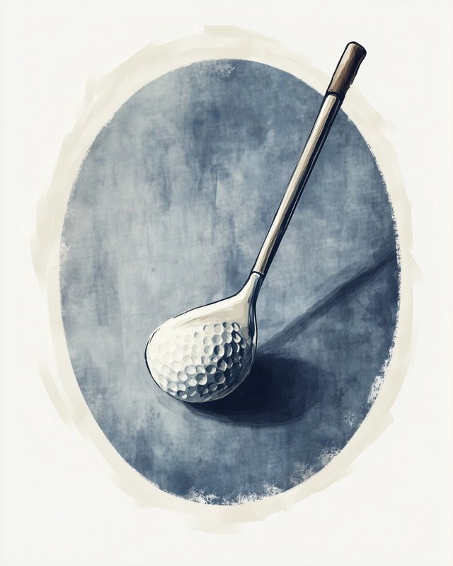 Oil painting of a classic golf club and ball for a boys golf-themed nursery wall