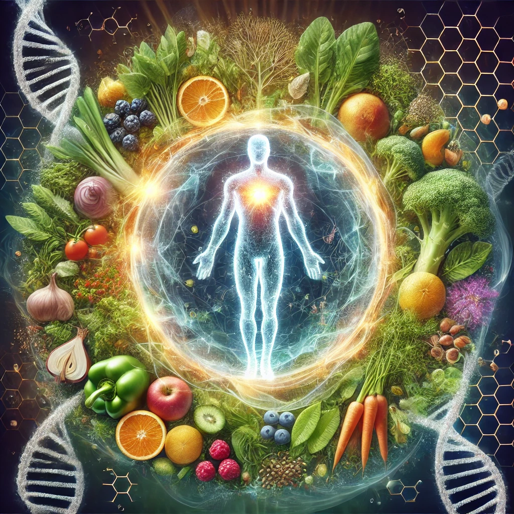 DALL·E 2025 02 17 01.40.24 A highly detailed and visually stunning concept illustrating a strong and healthy immune system. The centerpiece is a glowing human figure radiating v