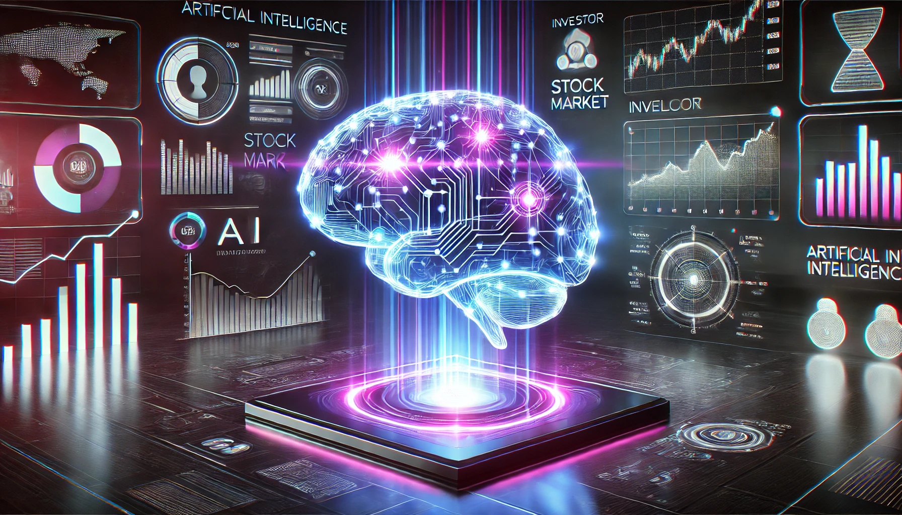 DALL·E 2025 03 03 21.20.38 A futuristic digital brain glowing with neon blue and purple lights symbolizing advanced artificial intelligence. The brain is surrounded by holograp